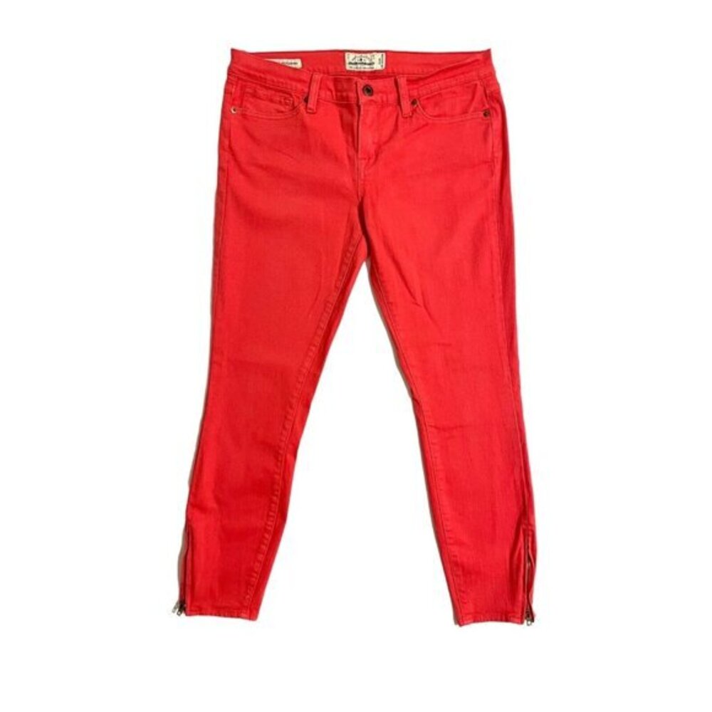 Lucky Brand  Charlie Super Skinny Cropped Red Orange Denim Jeans SZ 8/29